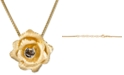 Macy's Satin Flower Pendant Necklace in 14k Gold-Plated Sterling Silver, 18" + 2" extender